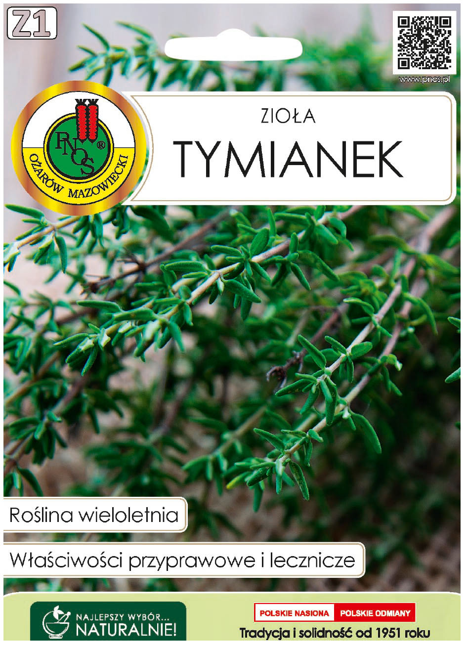 Tymianek Thymus vulgaris właściwy to roślina wieloletnia. Surowcem przyprawowym jest jego ziele, które zawiera olejki eteryczne.