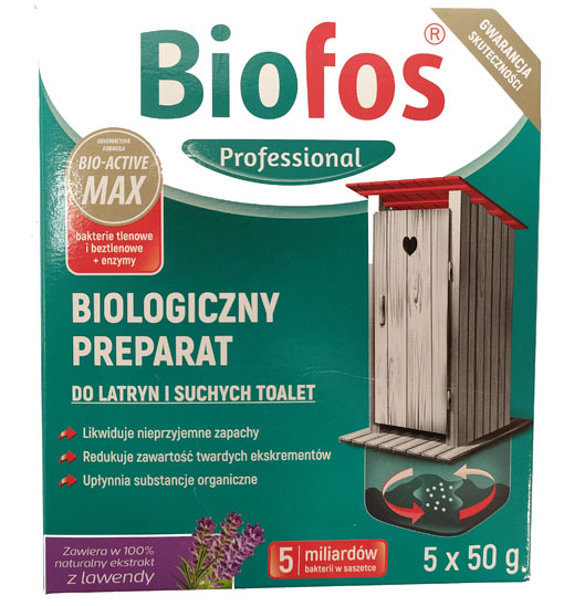 Biofos Professional jest biologicznym preparatem do latryn i suchych toalet.