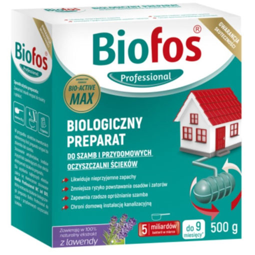 Biofos Professional to biologiczny preparat do szamb i przydomowych oczyszczalni ścieków posiada innowacyjną formułę...