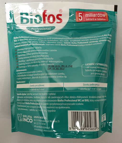Tabletki biologiczne do szamb 12+4x320g Biofos, Likwidują nieprzyjemne zapachy