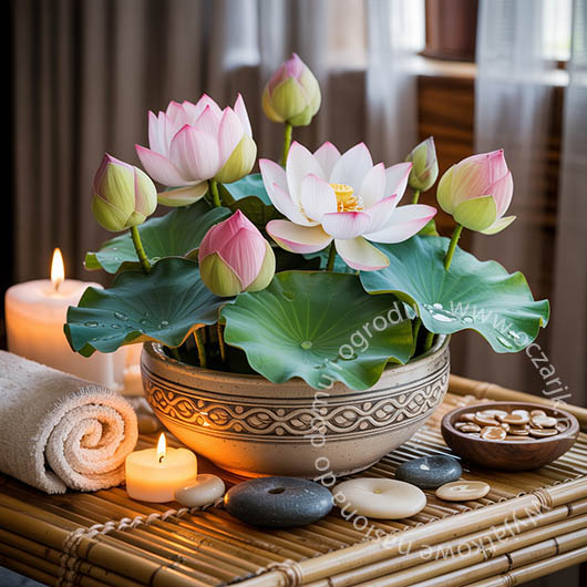 Kwiat lotosu grążel nenufar Nymphaea