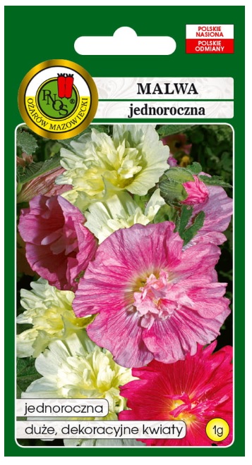Malwa jednoroczna to wysoka roślina o sztywnych łodygach i dużych lekko owłosionych liściach. Okazałe pełne kwiaty, tworzą kłosowate kwiatostany.