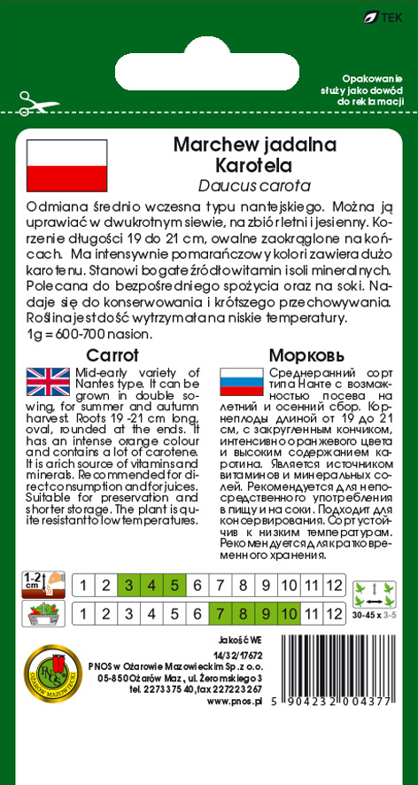 Marchew jadalna Karotela to odmiana typu nantejskiego.