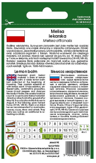 Nasiona Melisa lekarska - zioła wąskie torebki. Nasiona wysiewać do ciepłego inspektu od połowy marca lub wprost do gruntu po 15 maja. 