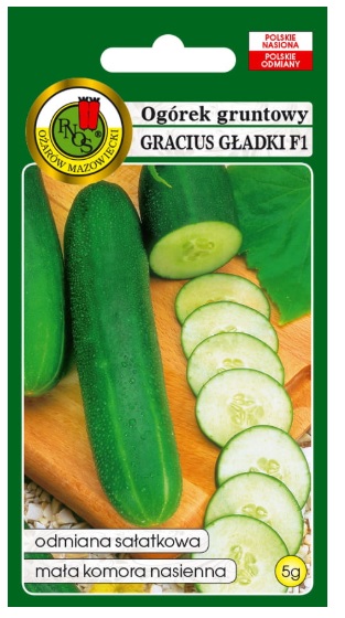 Ogórek Gracius to odmiana heterozyjna, partenokarpiczna, typu sałatkowego.