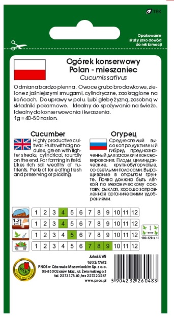 Ogórek Polan bardzo plenna, znana od dawna i powszechnie uprawiana odmiana.
