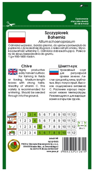 Szczypiorek Bohemia uprawia się z siewu bezpośrednio do gruntu lub z rozsady i z podziału kępek. Przy uprawie z rozsady nasiona wysiewa się w marcu-kwietniu na rozsadniku.